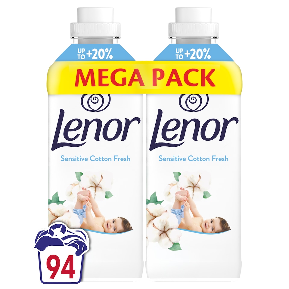Lenor  Textilöblítő 94 Mosáshoz, Sensitive Cotton Fresh  1. kép