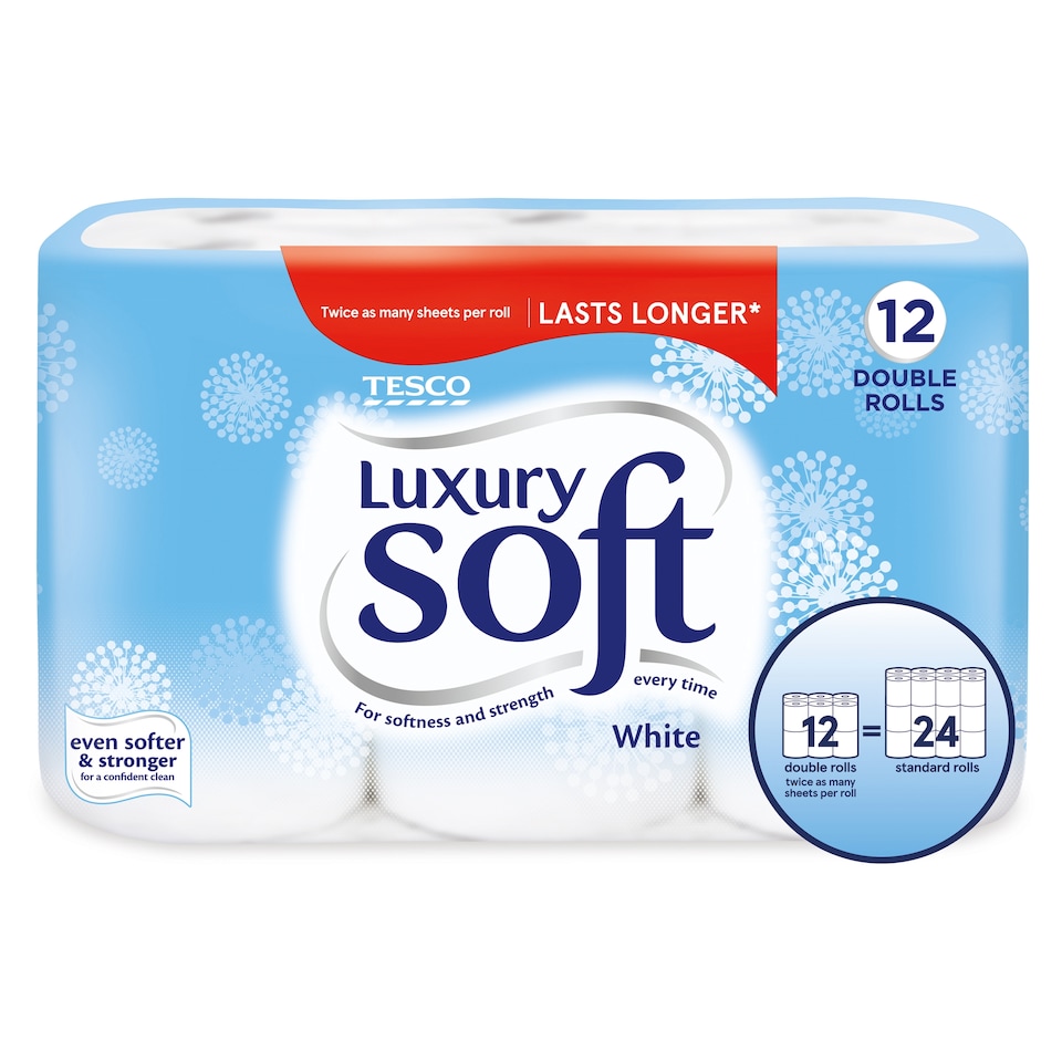 image 1 of Tesco Luxury Soft Toilet Tissue 12 Double Rolls