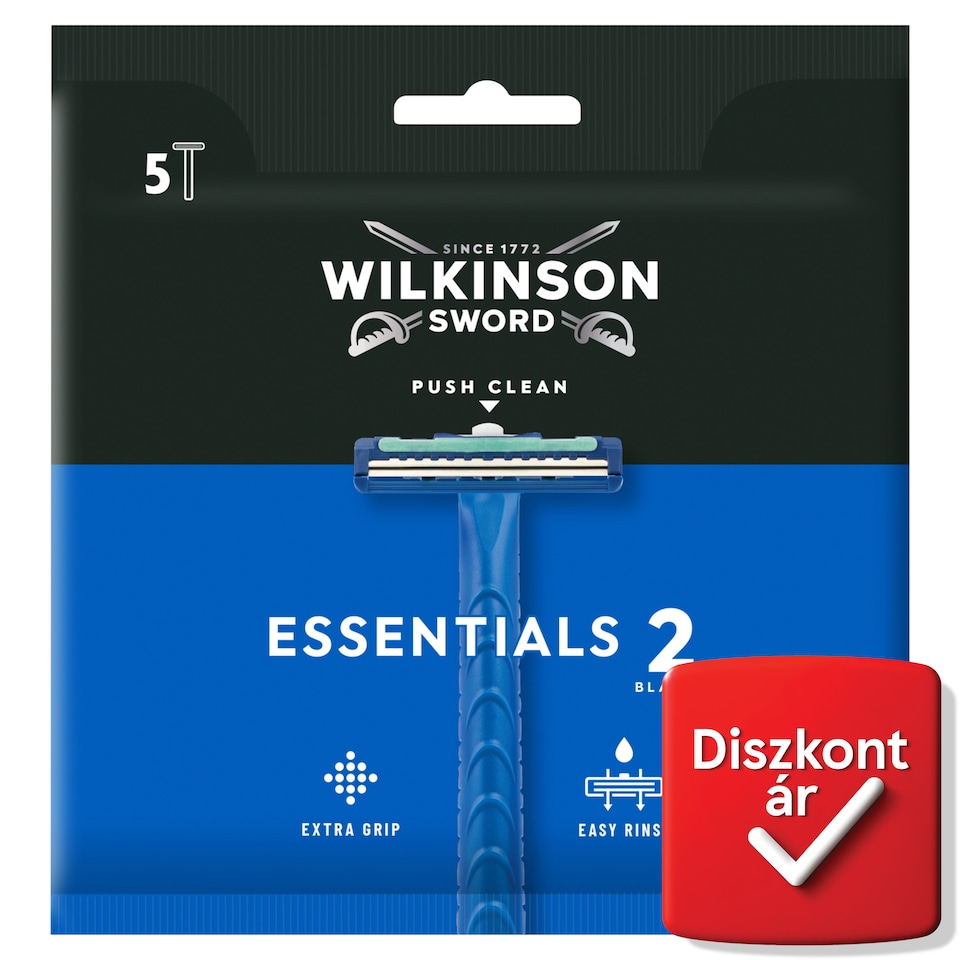 Wilkinson Sword Essentials borotva 2 pengével, krémezőcsíkkal 5 db