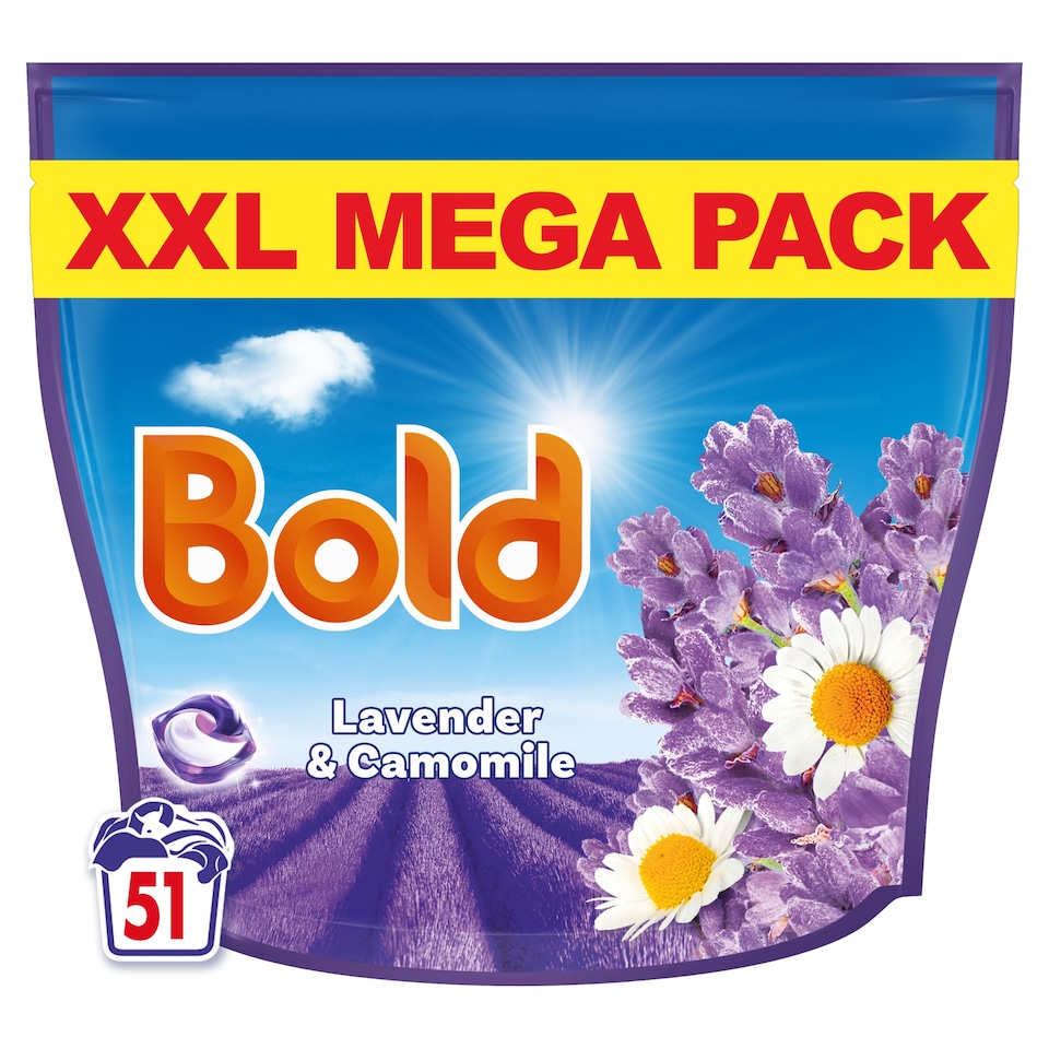 image 1 of Bold All in 1 Washing Liquid Pods Lavender & Camomile 51 Washes 999.6g