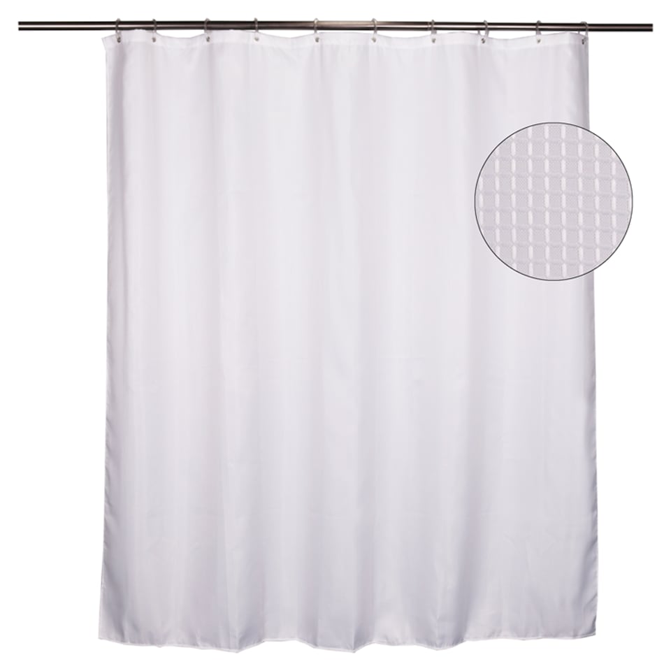image 1 of F&F Home White Waffle Shower Curtain