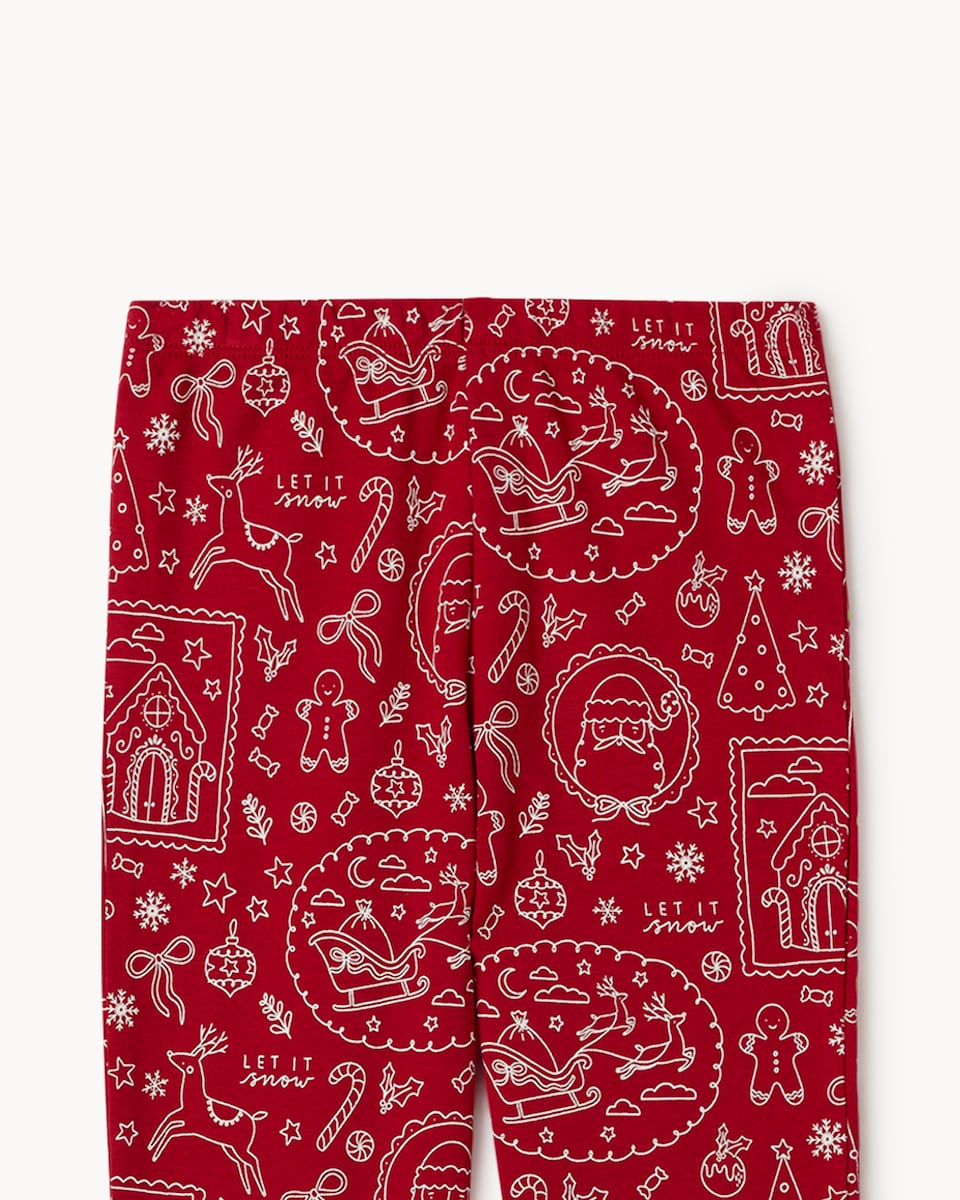 image 1 of Christmas Girls Pure Cotton Printed Pyjama Set in Red