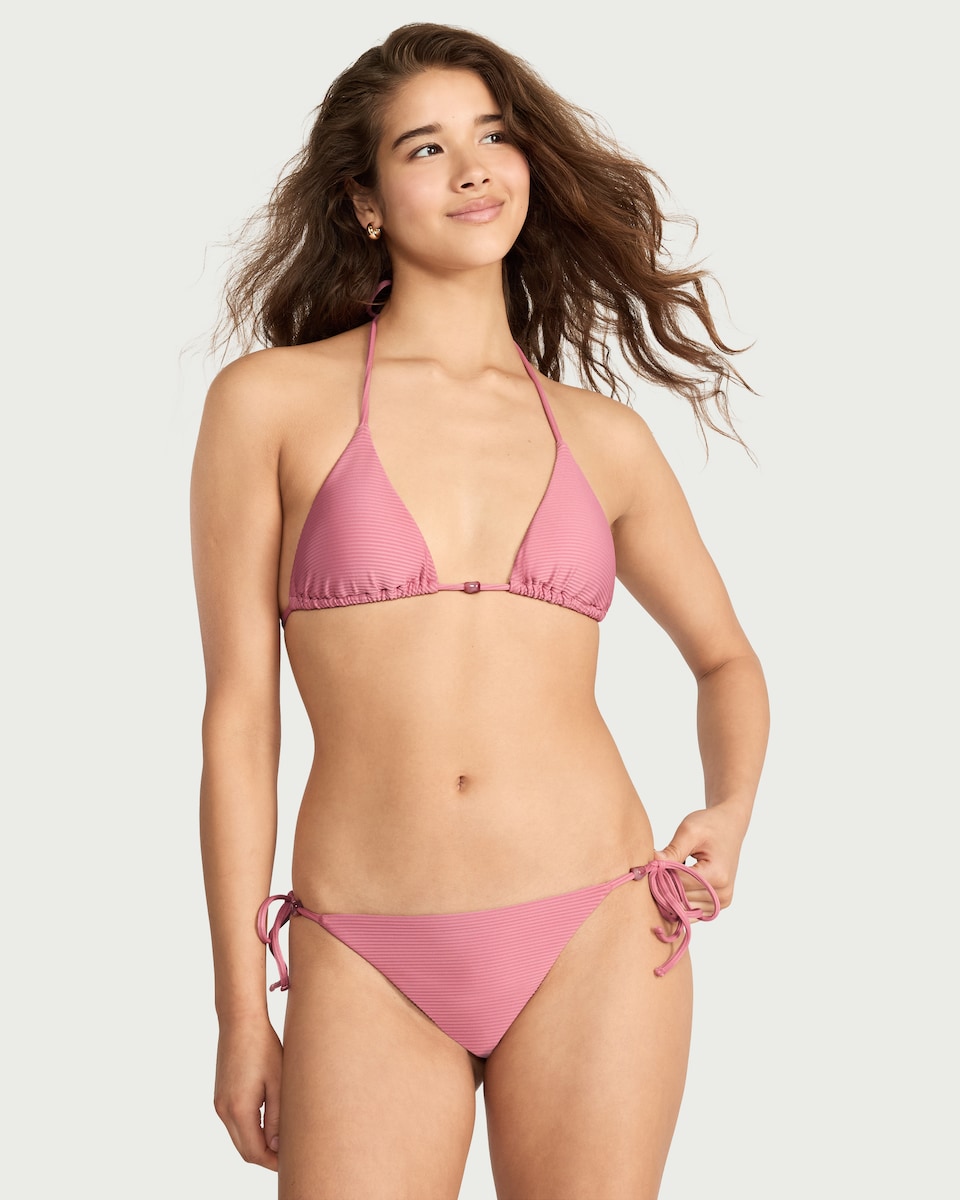 image 1 of OH ME OH MY Textured Tie Side Bikini Bottoms in Pink
