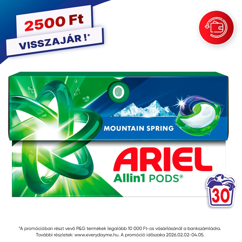 image 1 of Ariel Allin1 PODS Mountain Spring Universal Washing Liquid Capsules, 30 Washes