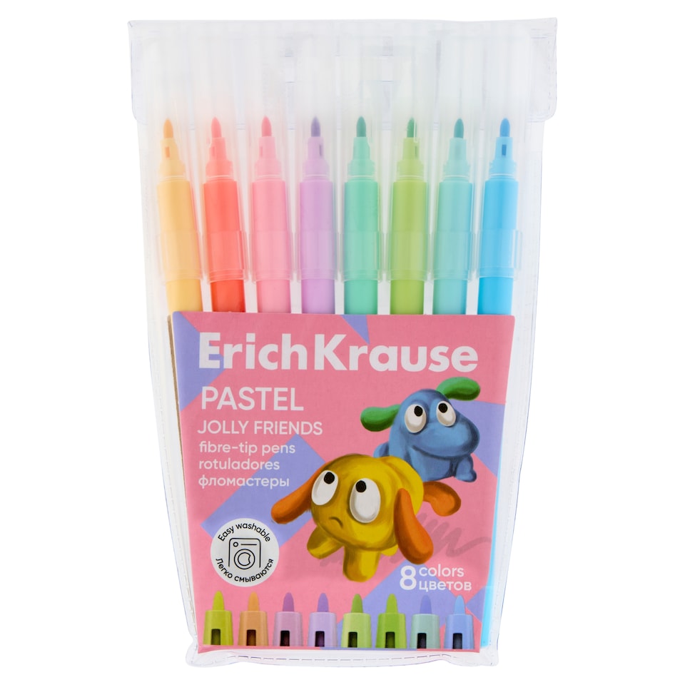 Erich Krause Pastel Jolly Friends Fibre-Tip Pens 8 pcs