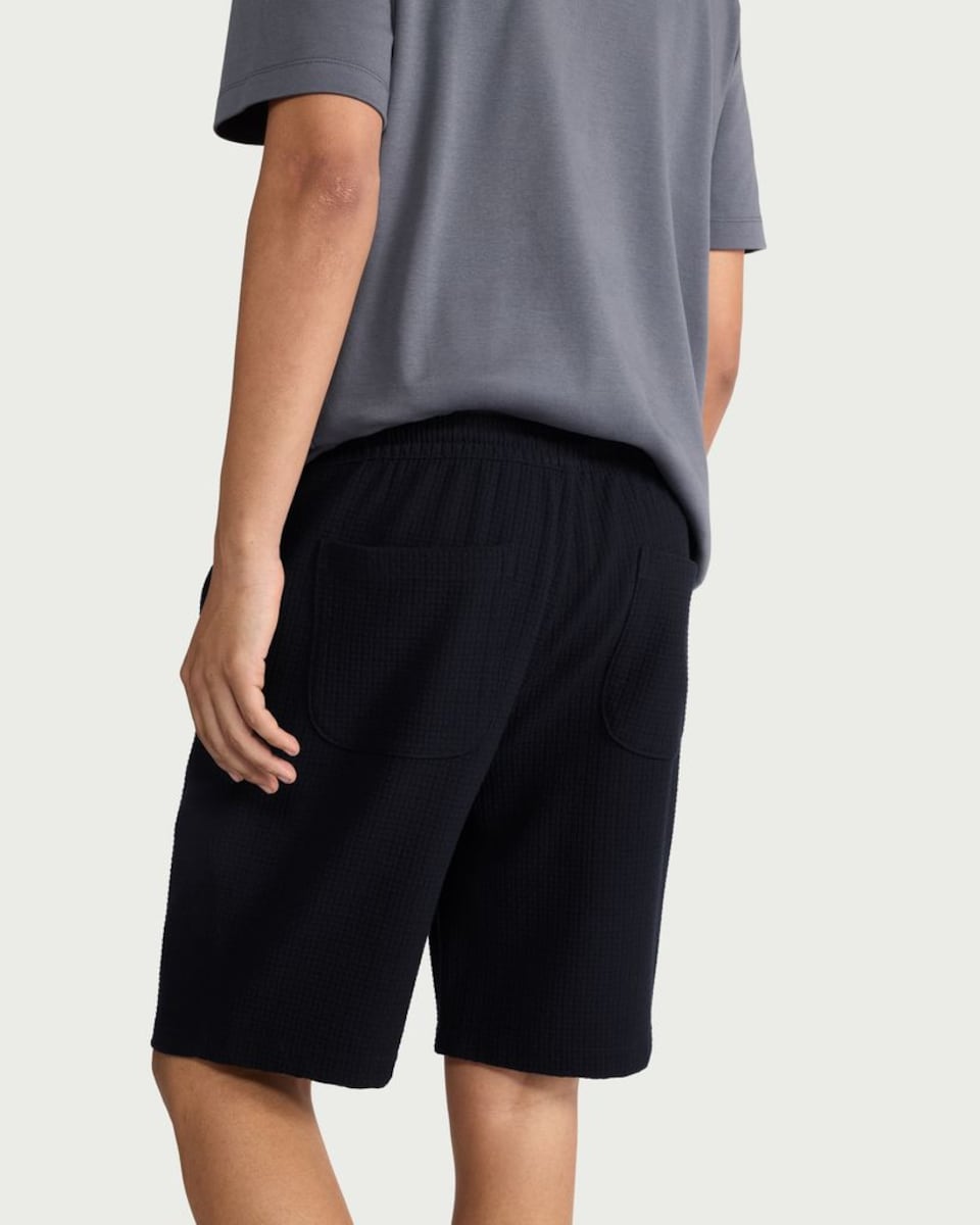 image 1 of F&F Textured Drawstring Shorts in Navy