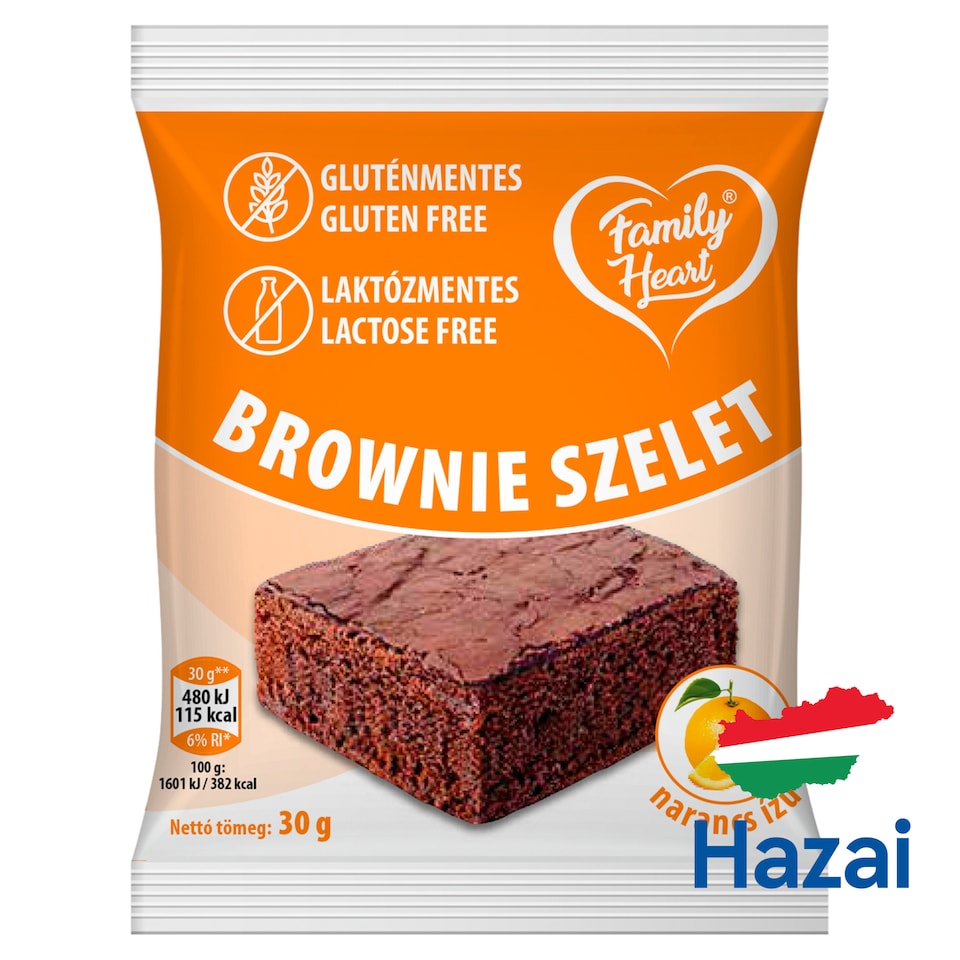 Family Heart narancs ízű brownie szelet 30 g