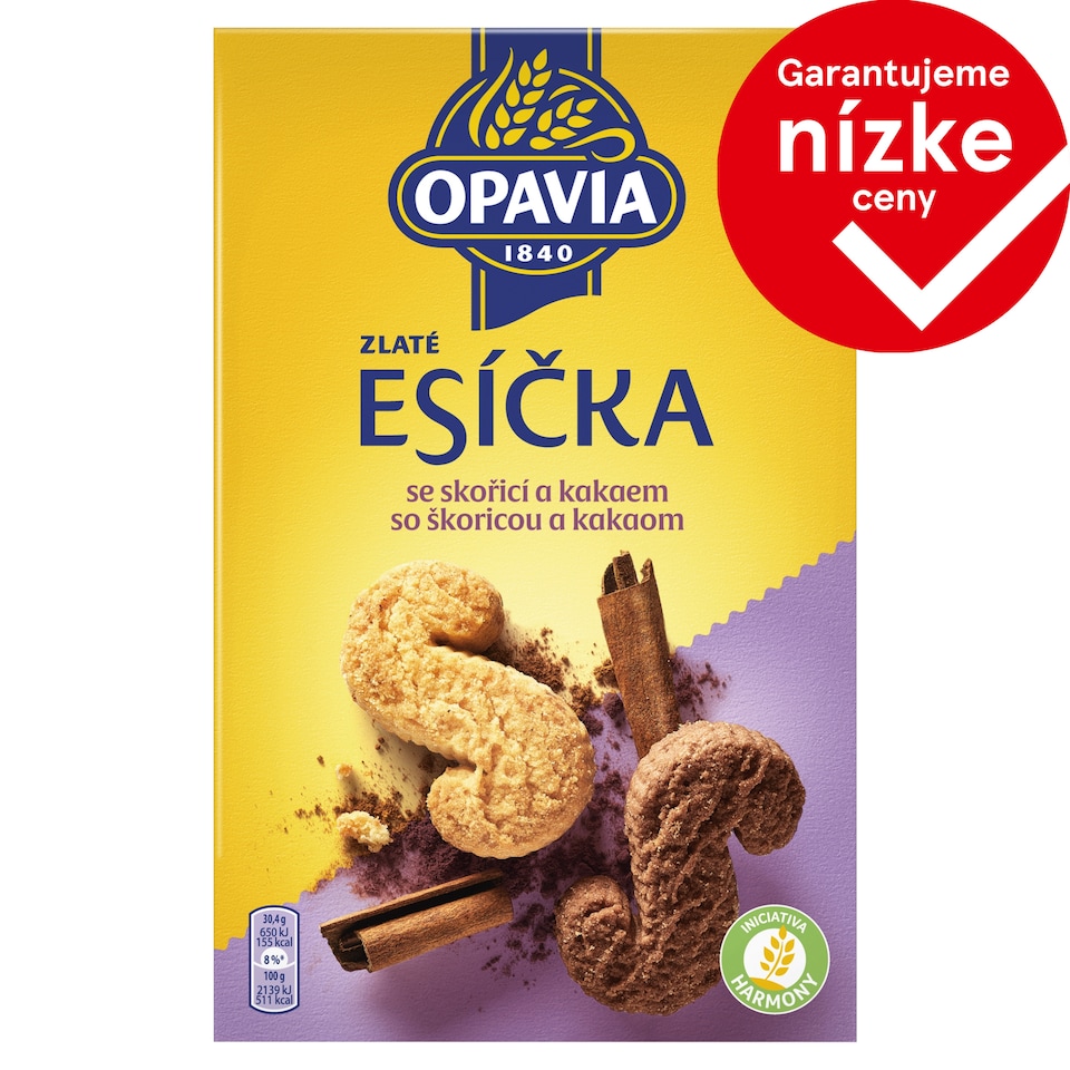 Opavia sušienky Zlaté Esíčka so škoricou a kakaom 220 g