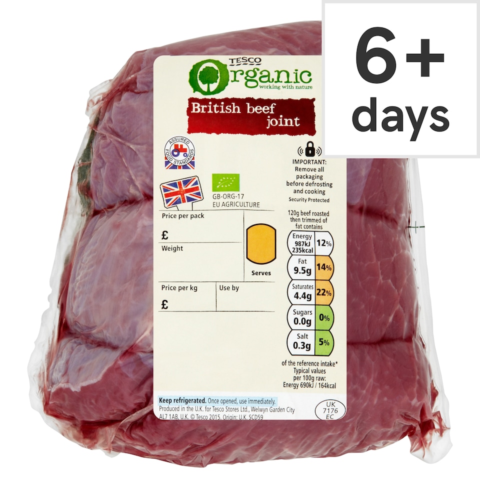 Tesco Organic Beef Roasting Joint
