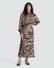 image 3 of F&F Satin Zebra Print Tie Neck Blouse in Multi Brown