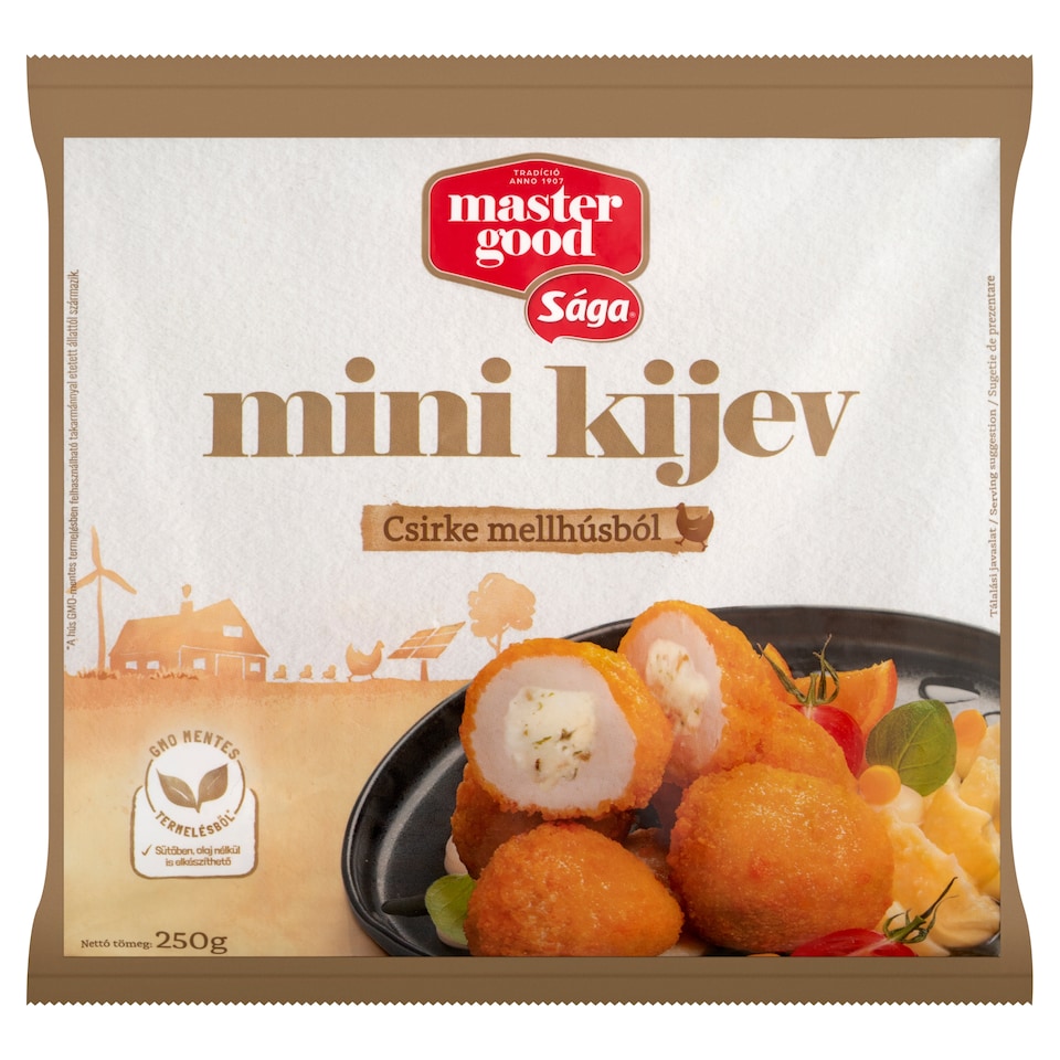 Sága Mini Kijev gyorsfagyasztott hús sajtos fokhagymás és petrezselymes töltelékkel 250 g  1. kép
