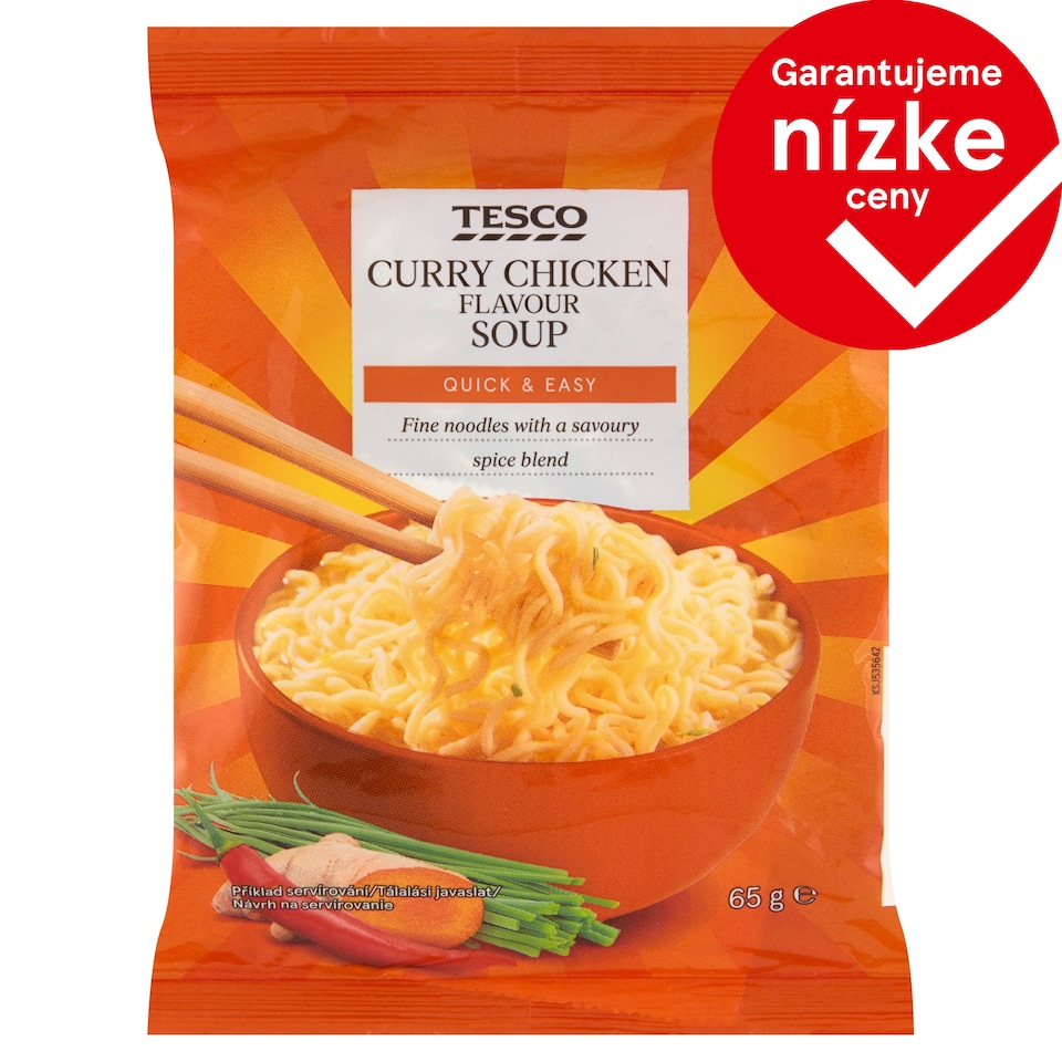 Tesco Instantná rezancová polievka s kuracou a karí príchuťou 65 g