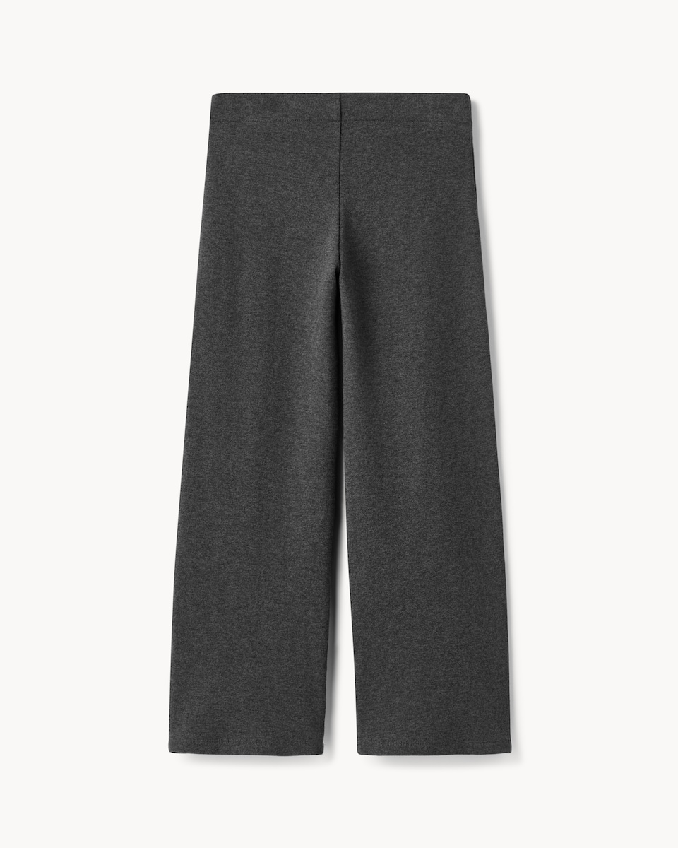 image 1 of F&F Girls School Cotton Rich Wide Leg Trousers in Grey