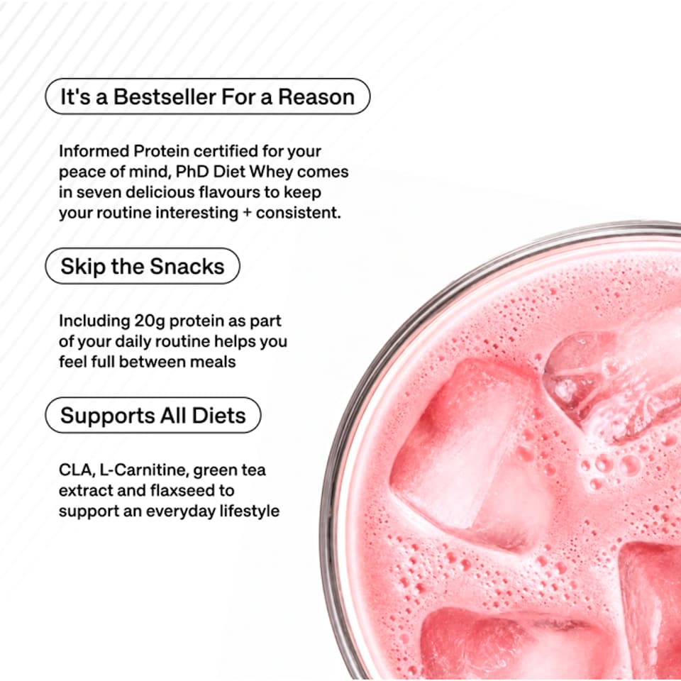 image 1 of PhD Diet Whey Protein Powder - Strawberry Delight 1kg