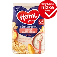 HAMI Mliečna kaša krupicová banánová s broskyňou na dobrú noc 210g