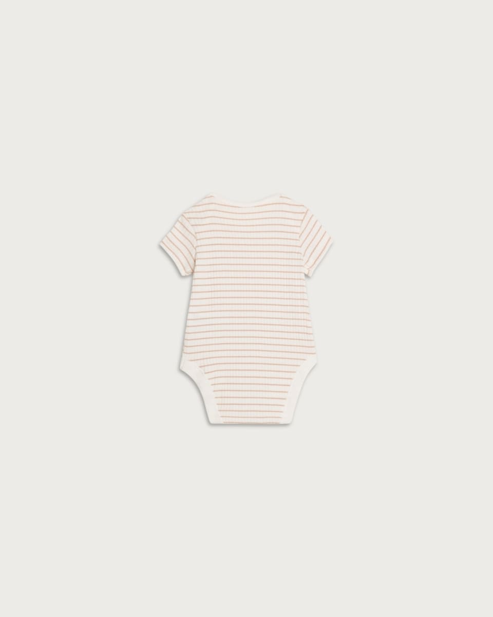 image 1 of F&F Baby 5-Pack Cotton Rich Ribbed Short Sleeved Bodysuits in Multi