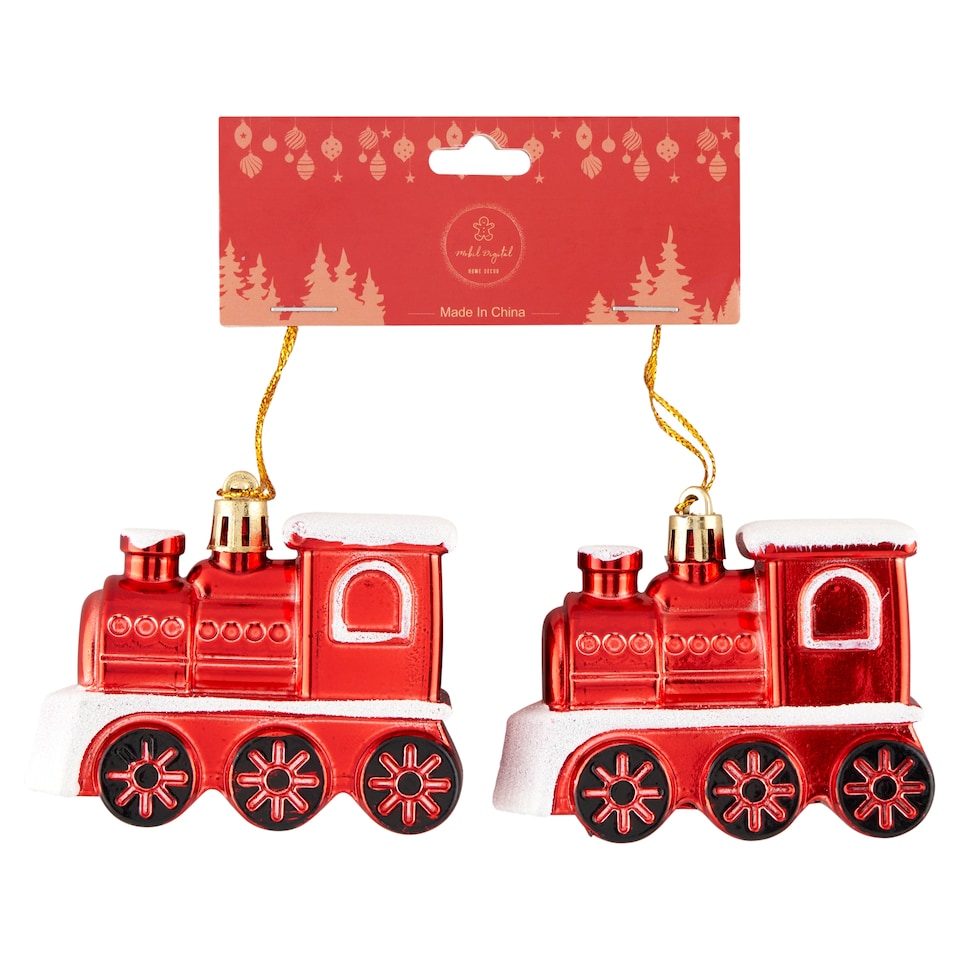 Mobil Digital piros gőzmozdony függő dekoráció 8,2 cm x 6 cm x 3,2 cm 2 db