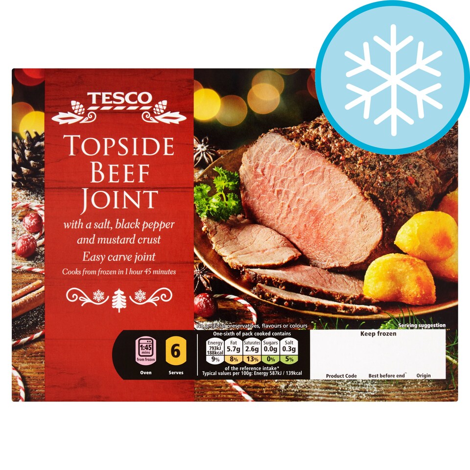 Tesco Beef Joint w Salt, Pepper And Mustard Tesco Groceries