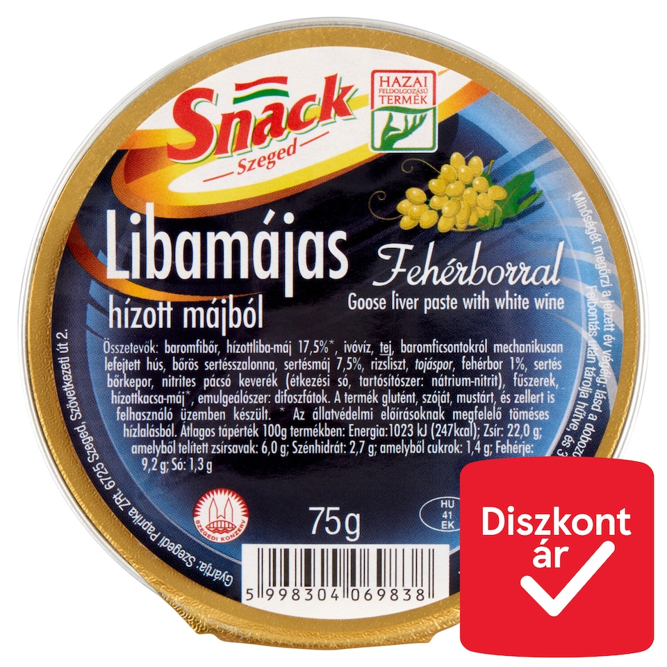 Snack Szeged libamájas hízott májból fehérborral 75 g