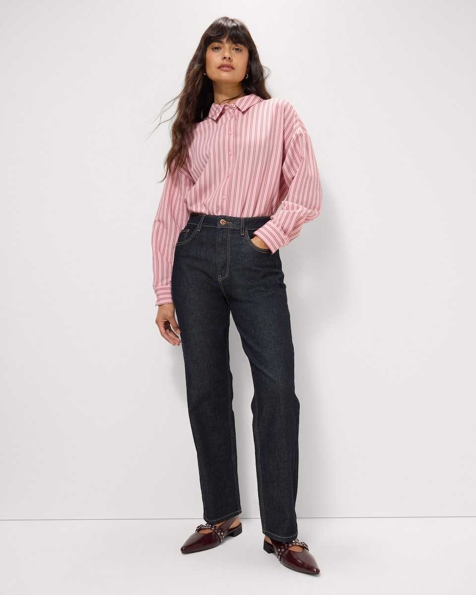 image 1 of F&F Striped Long Sleeved Shirt in Pink