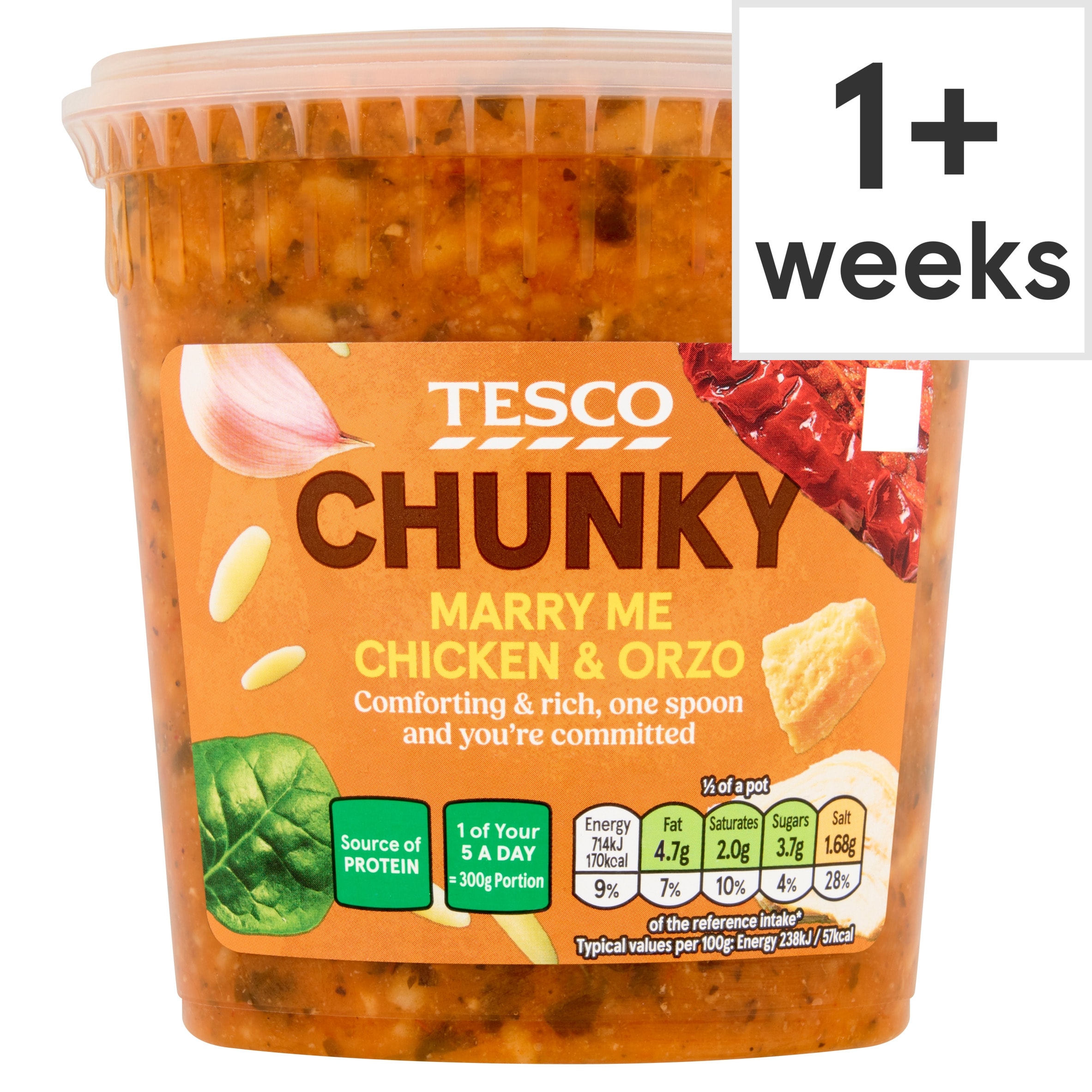 Tesco Chunky Chicken & Orzo Marry Me Soup 600g