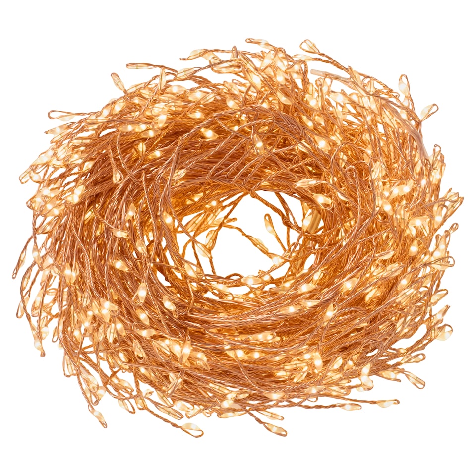 image 1 of Tesco 680 Warm White Twinkle Copper Cluster LED Christmas Lights