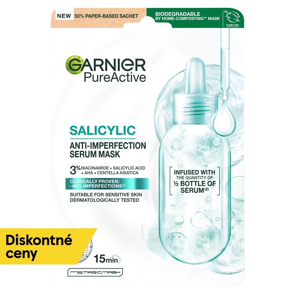 Garnier Pure Active Salicylic textilná maska proti nedokonalostiam 23 g