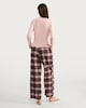 image 3 of F&F Ribbed Flannel Henley Top and Check Pyjama Set in Multi Pink