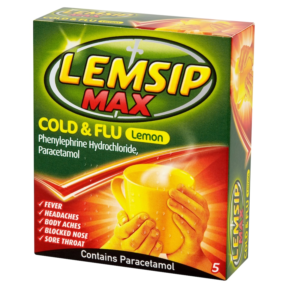 image 1 of Lemsip Max Cold & Flu Lemon Sachets 5 Sachets (Pfs)
