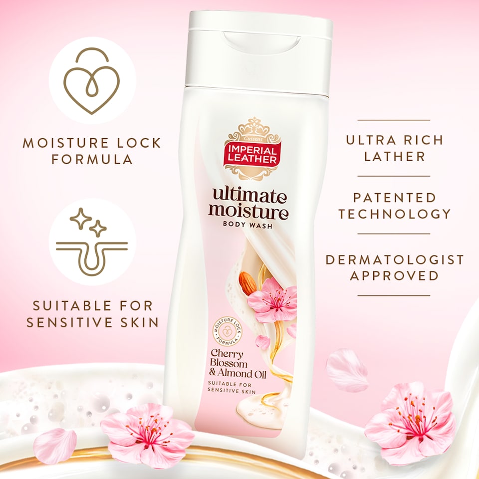 image 1 of IMPERIAL LEATHER ULTIMATE MOISTURE CHERRY BLOSSOM & ALMOND OIL BODY WASH 450 ML