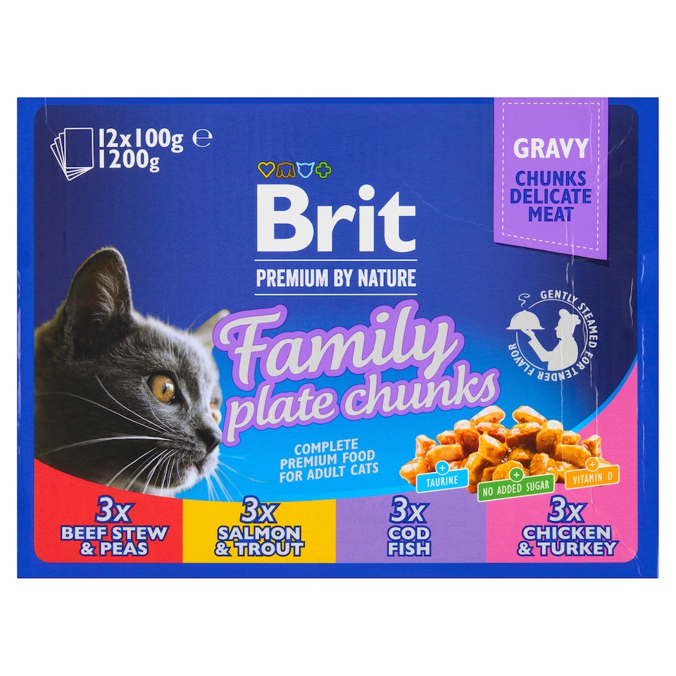 image 1 of Brit Premium by Nature Complete Premium Wet Cat Food for Adult Cats 12 x 100 g (1200 g)