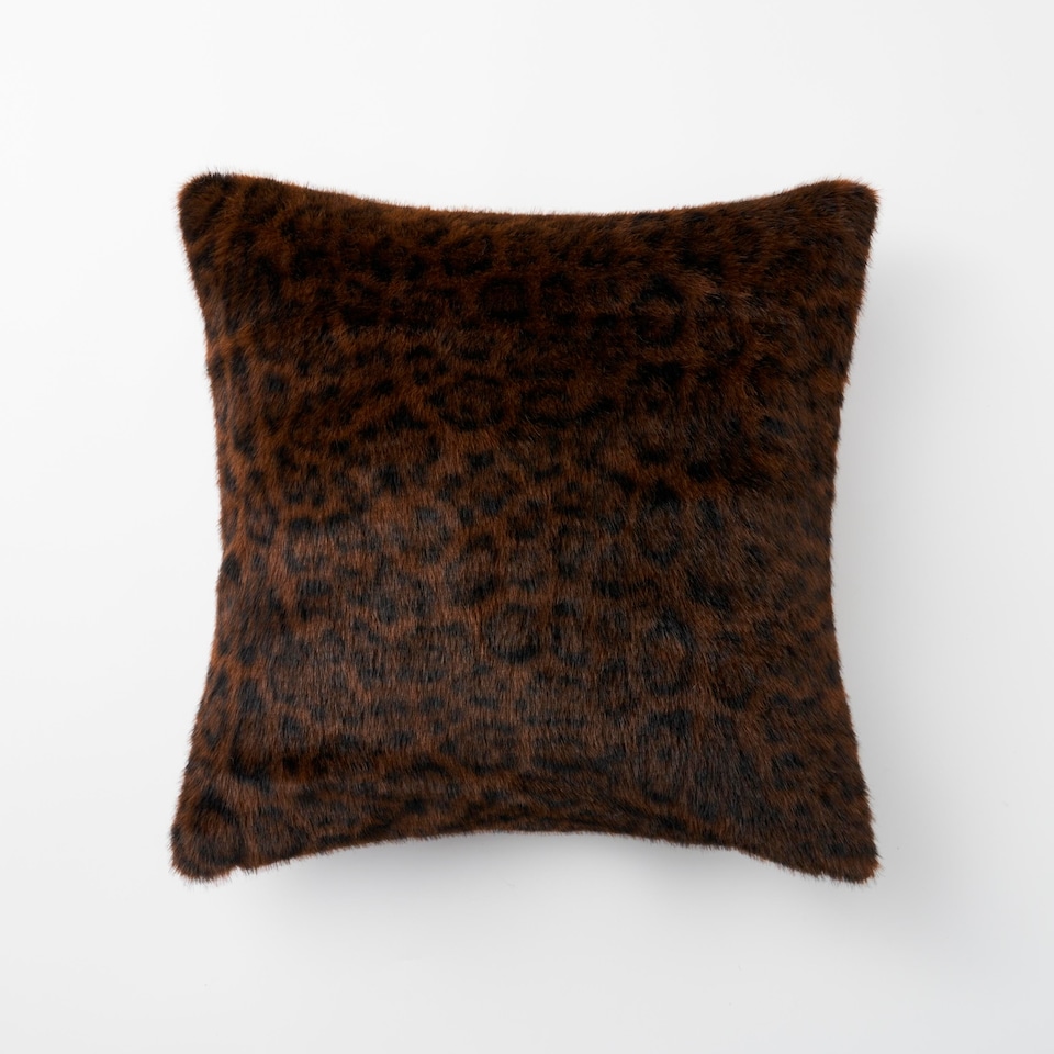 F&F Home Leopard Faux Fur Cushion 45x45cm