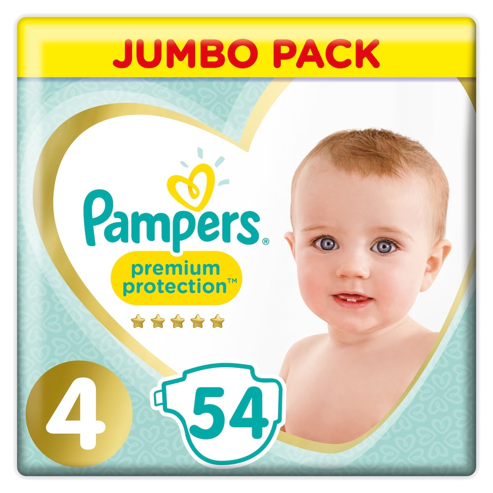image 1 of Pampers Premium Protection Size 4 Jumbo Pack 54 Nappies