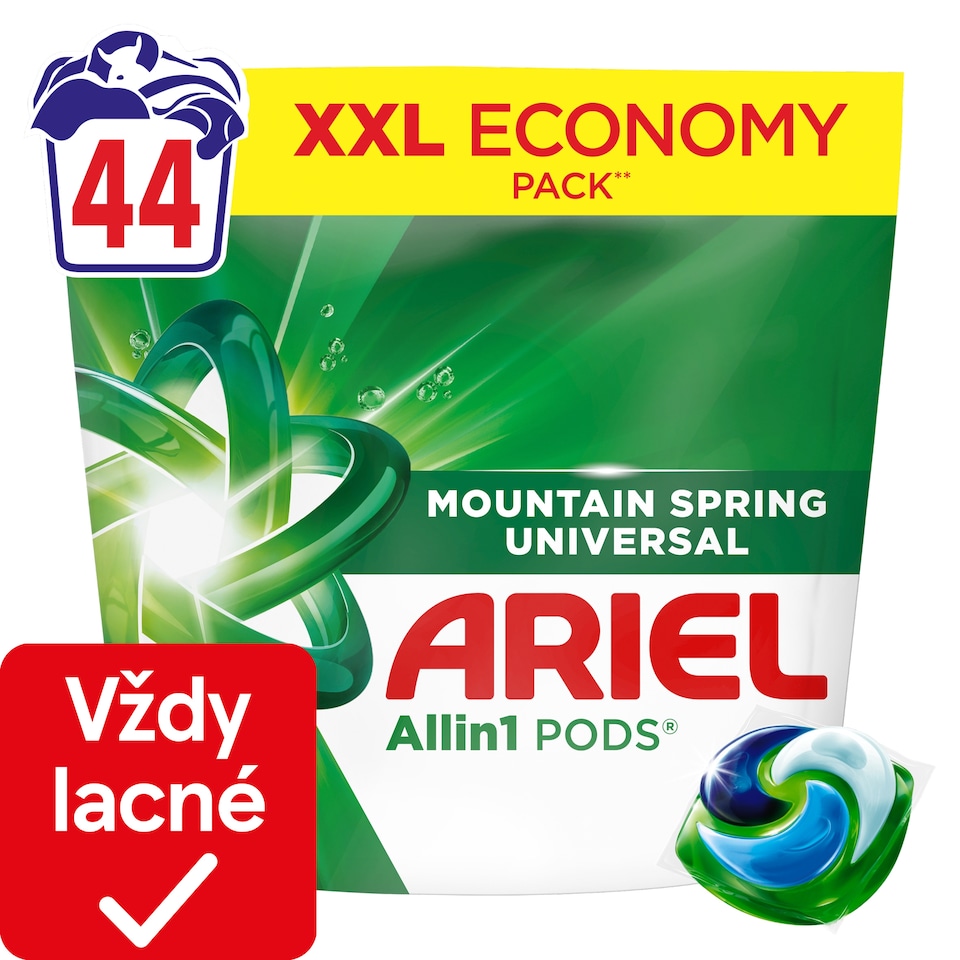 obrázok 1 z Ariel Allin1 PODS Mountain Spring Universal Tekutý Prací Prostriedok V Kapsulách, 44 Praní