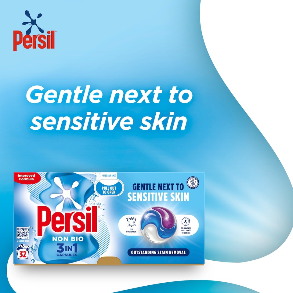 image 1 of Persil Non Bio 3 In 1 Laundry Washing Capsules 32 Washes 675.2G