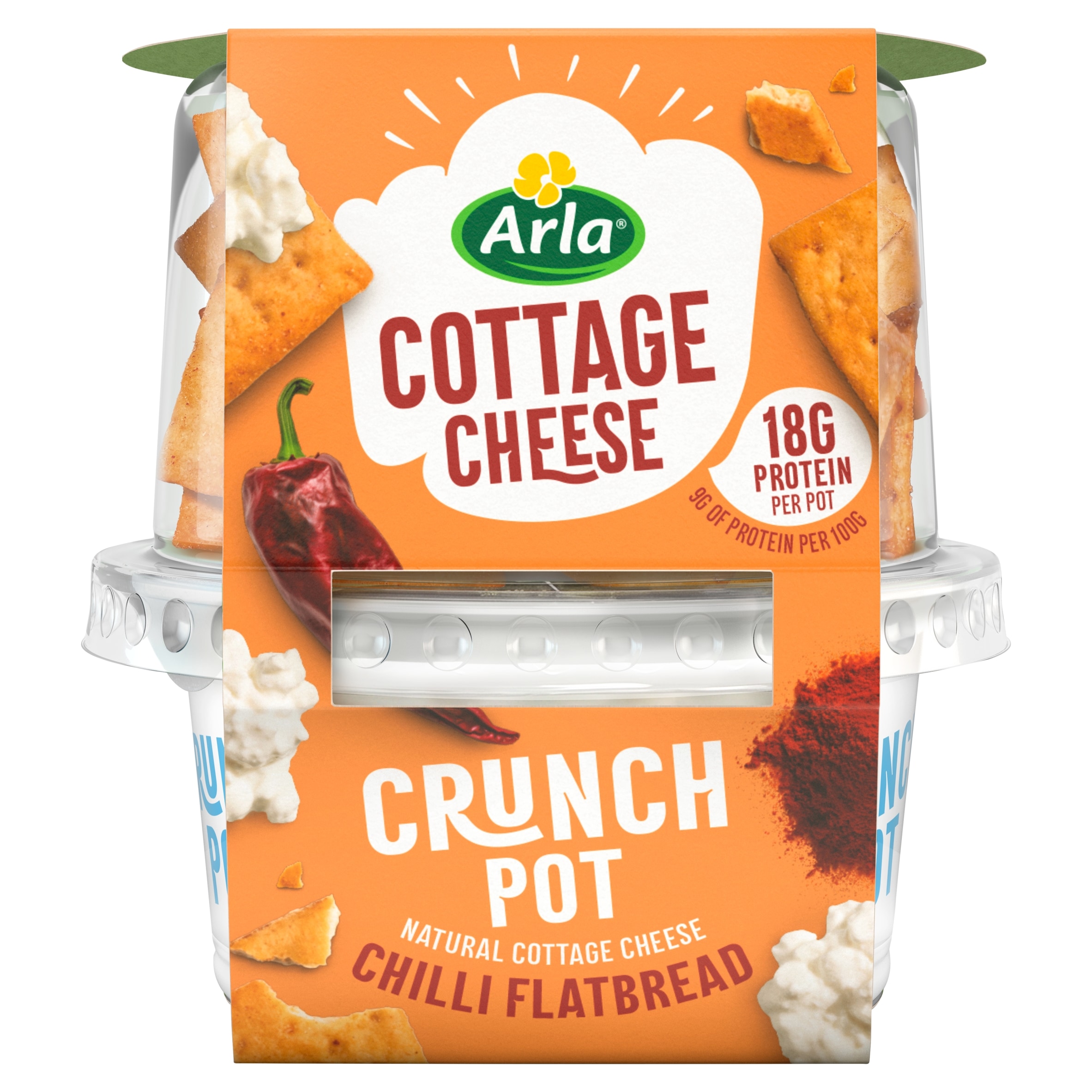 Arla Cottage Cheese Crunch Pots with Chilli Flatbreads 185g