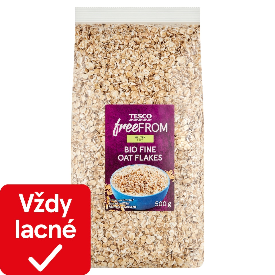 Tesco Free From Bio ovsené vločky jemné bezlepkové 500 g