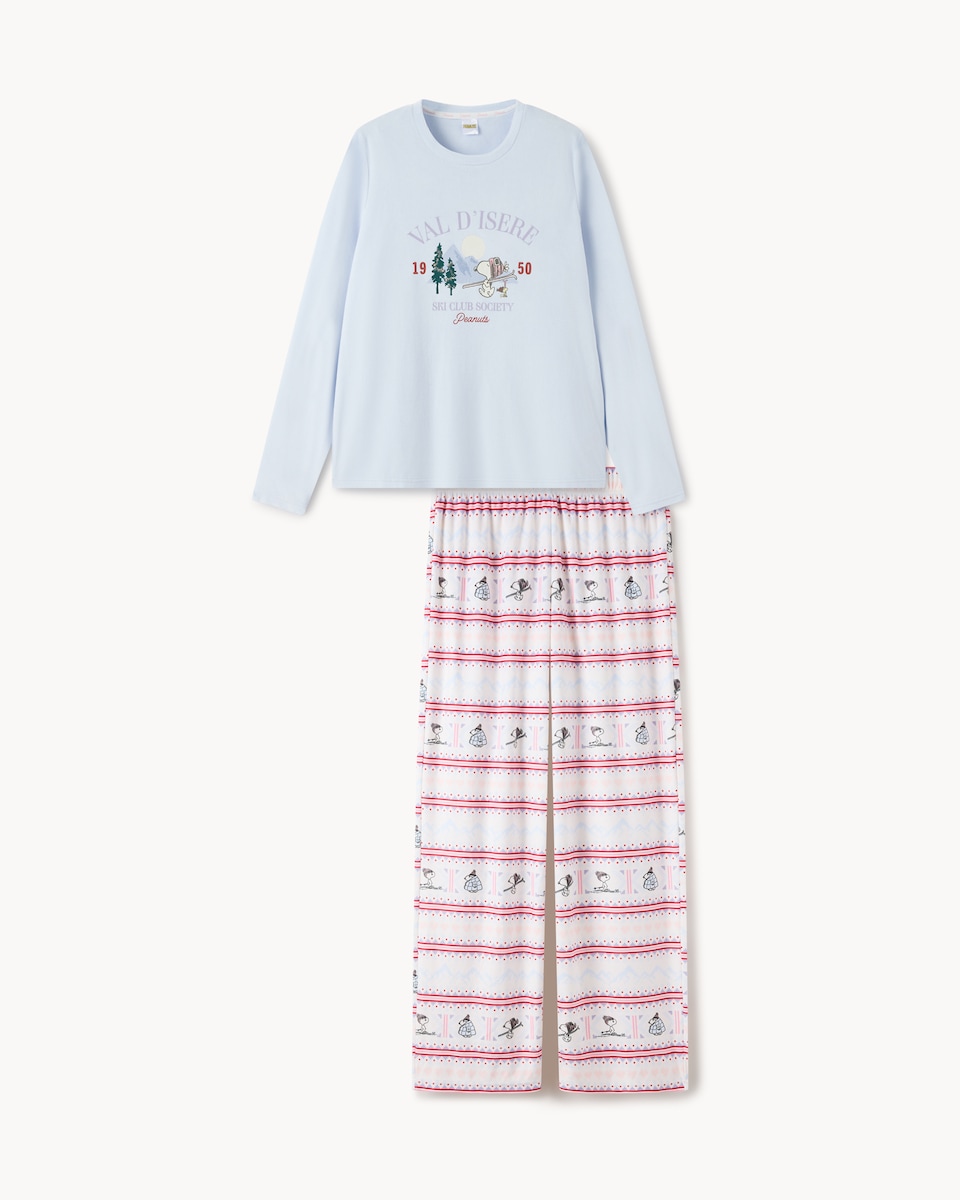 image 1 of Snoopy Christmas Fleece Pyjama Set in Multi White