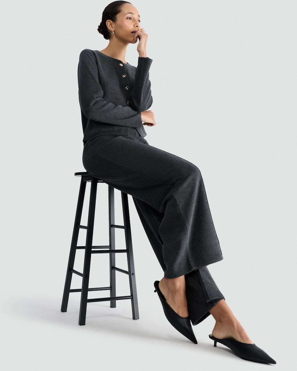 image 1 of F&F Wide Leg Seam Detail Co-ord Trousers in Grey