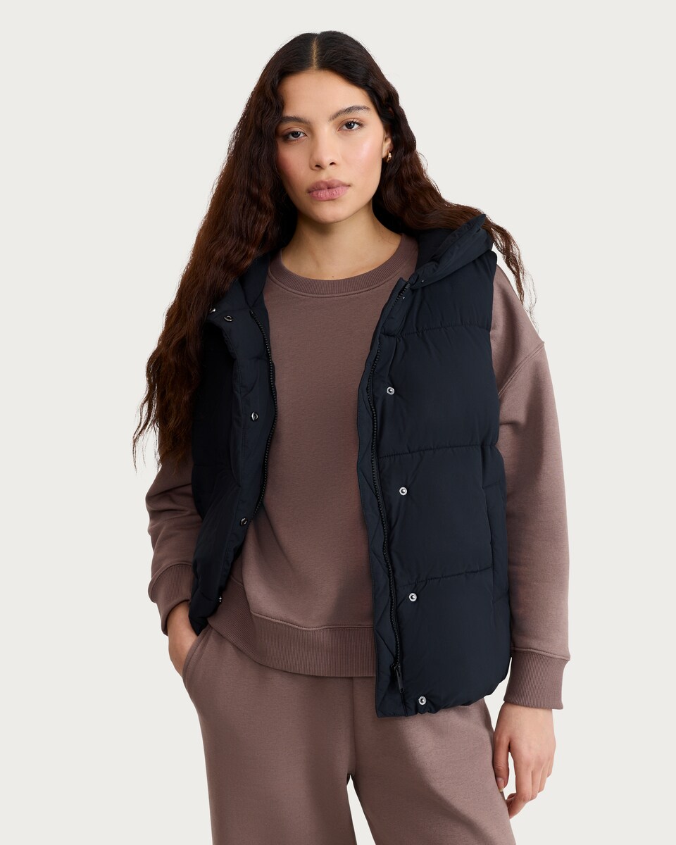 image 1 of F&F Hooded Puffer Gilet in Black