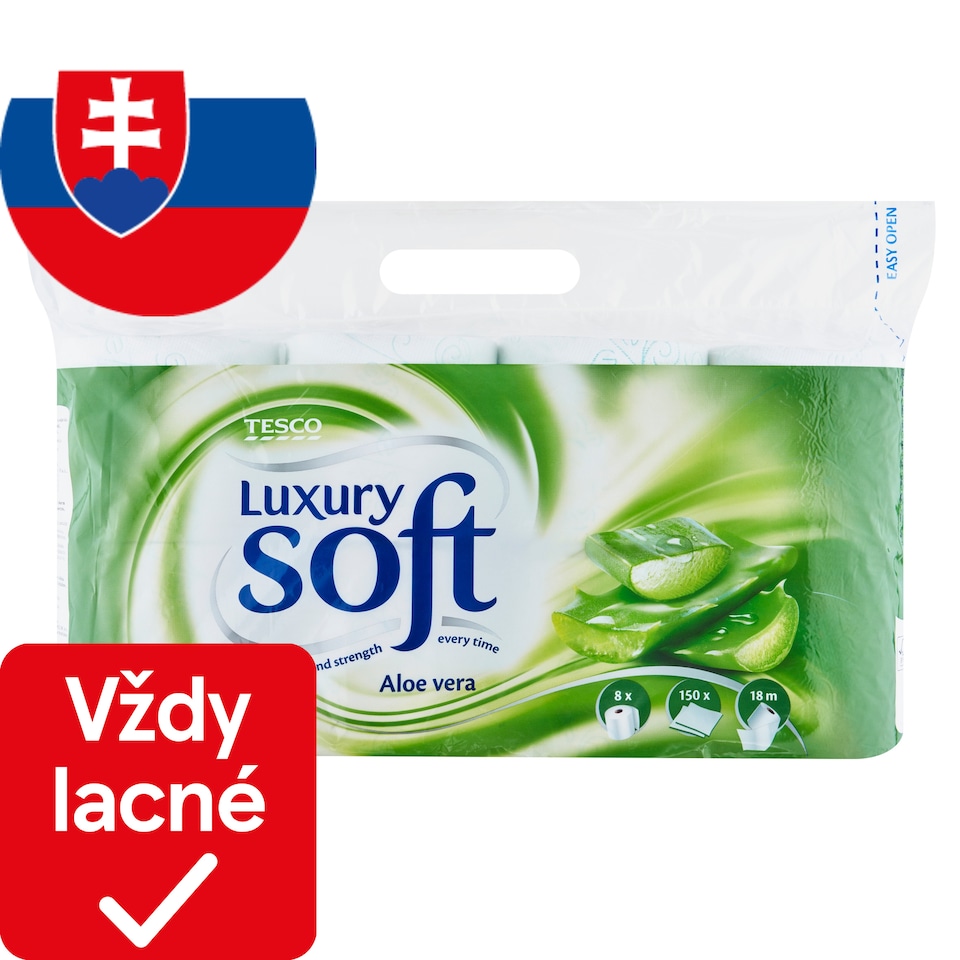 Tesco Soft Luxury Toilet Paper with Aloe Vera Scent 3 Ply 8 Rolls