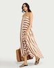 image 1 of F&F Striped Hanky Hem Maxi Dress in Multi Brown