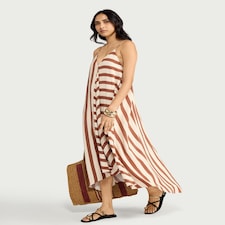 F&F Striped Hanky Hem Maxi Dress in Multi Brown