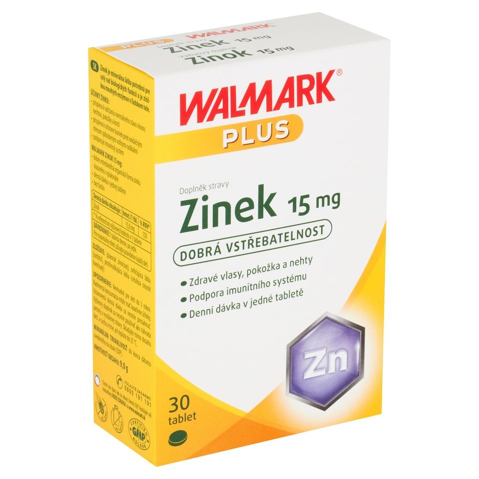 Obrázek 1 pro produkt Walmark Plus Zinek 15 mg doplněk stravy 30 tablet 9,0g