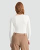 image 3 of F&F Polyamide Square Neck Long Sleeved Bodysuit in Cream