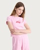image 2 of F&F Cotton Rich Ribbed Short Sleeved Pyjama Top in Pink