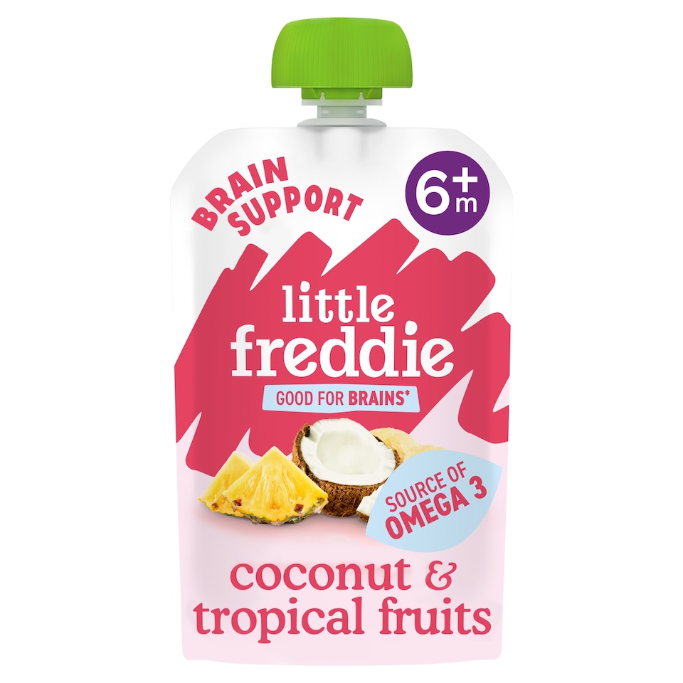 Little Freddie Organic Brain Support Coconut & Tropical Fruit pouch 6m+ 90g