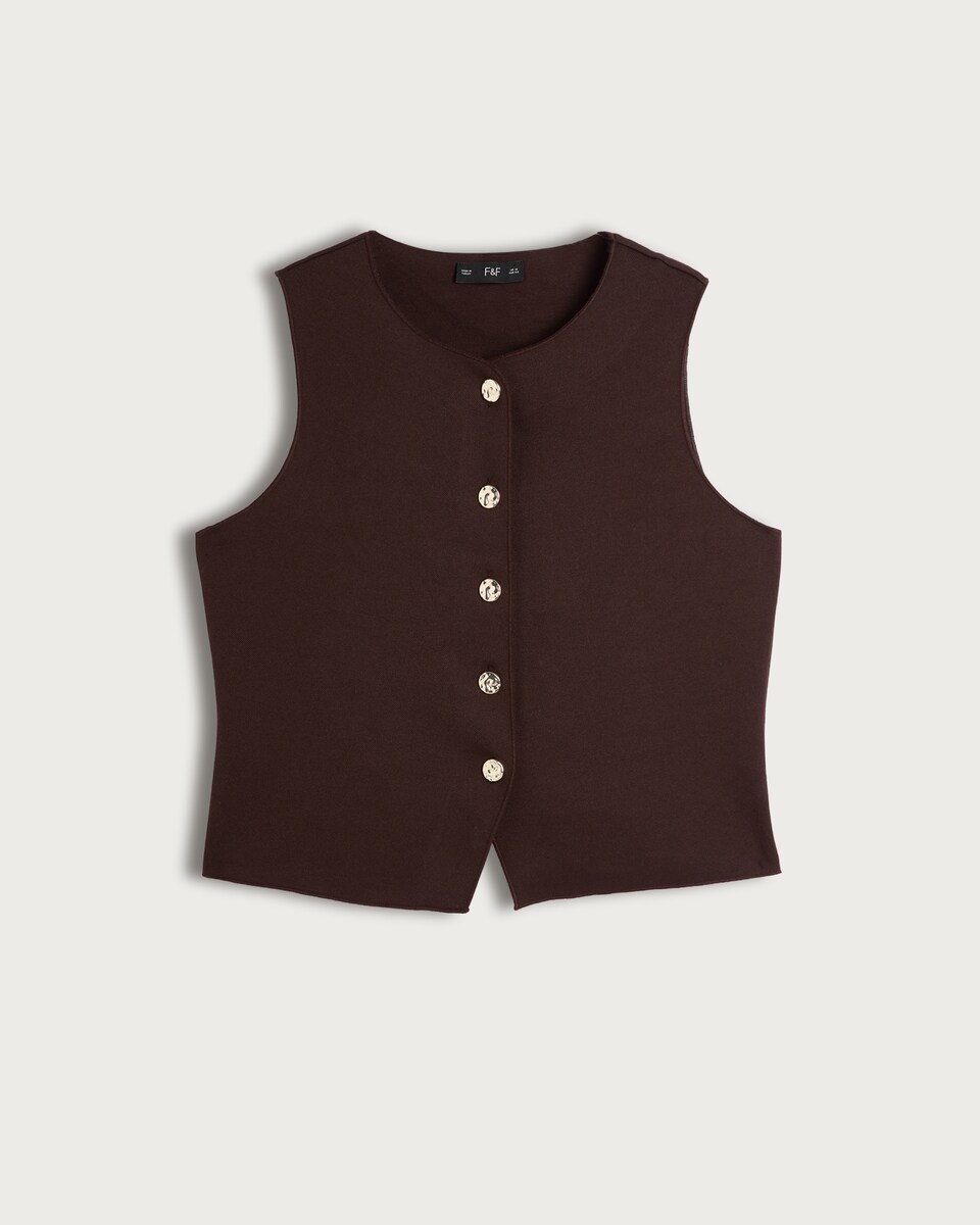 F&F Sleeveless Button Up Waistcoat in Brown