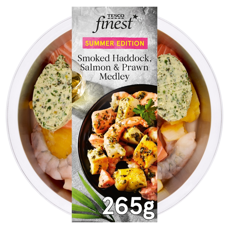 Tesco Finest Smoked Haddock, Salmon & Prawn Medley 265g