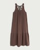 image 4 of F&F Pure Cotton Lace Back Sleeveless Midi Beach Dress in Brown